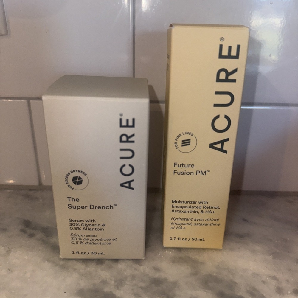 ACURE Super Drench Serum 1 fl oz and Future Fusion PM Retinol Bundle